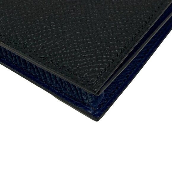 Auth HERMES Bearn Souffle Verso - Black Blue Navy Veau Epsom W Long Wallet - Picture 9 of 12